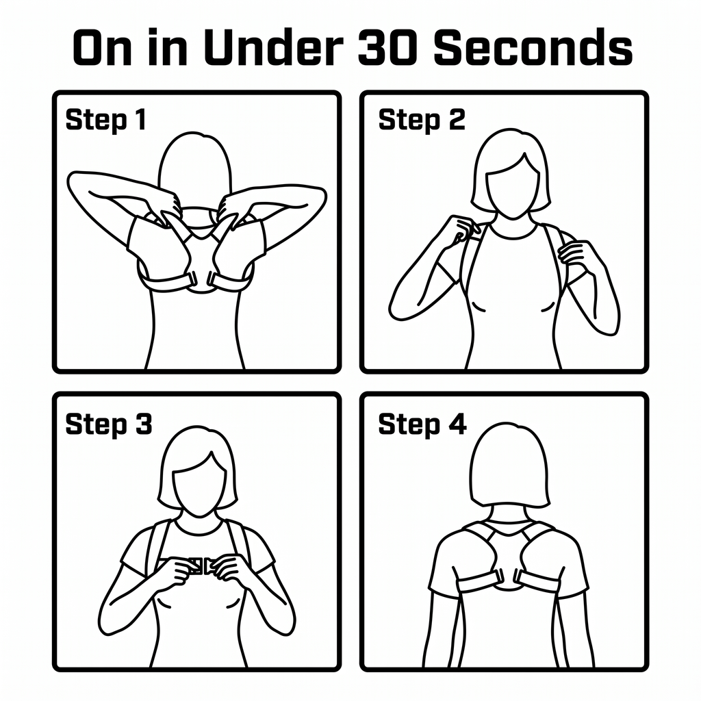 How to wear the posture corrector - 4 step diagram