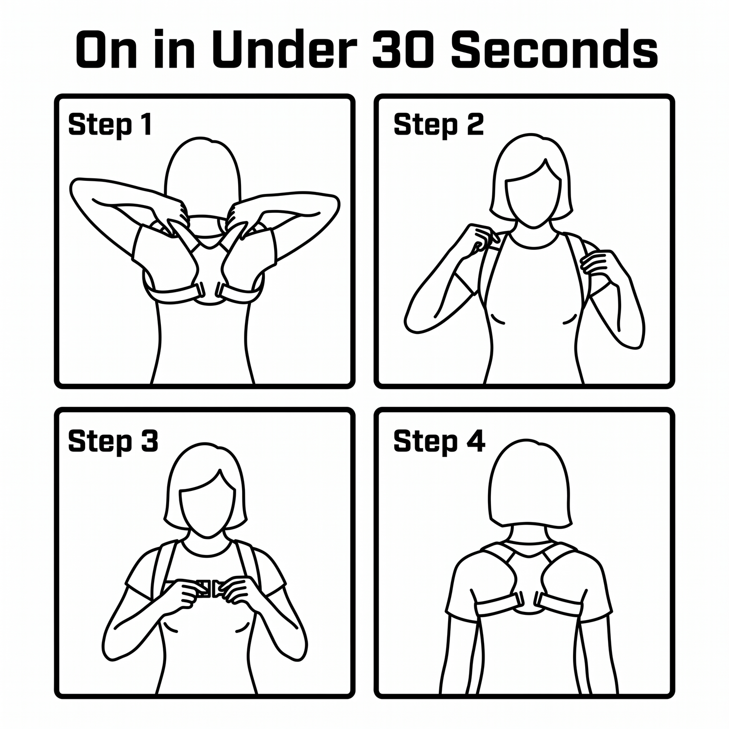 How to wear the posture corrector - 4 step diagram